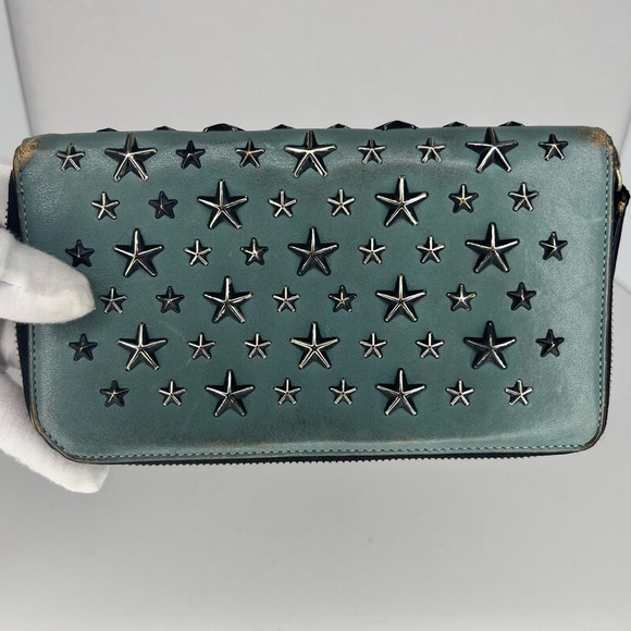 🩶Jimmy Choo Green/Blue Star Studded Long Leather Wallet | PRELOVED!!🩶 - Picture 2 of 10